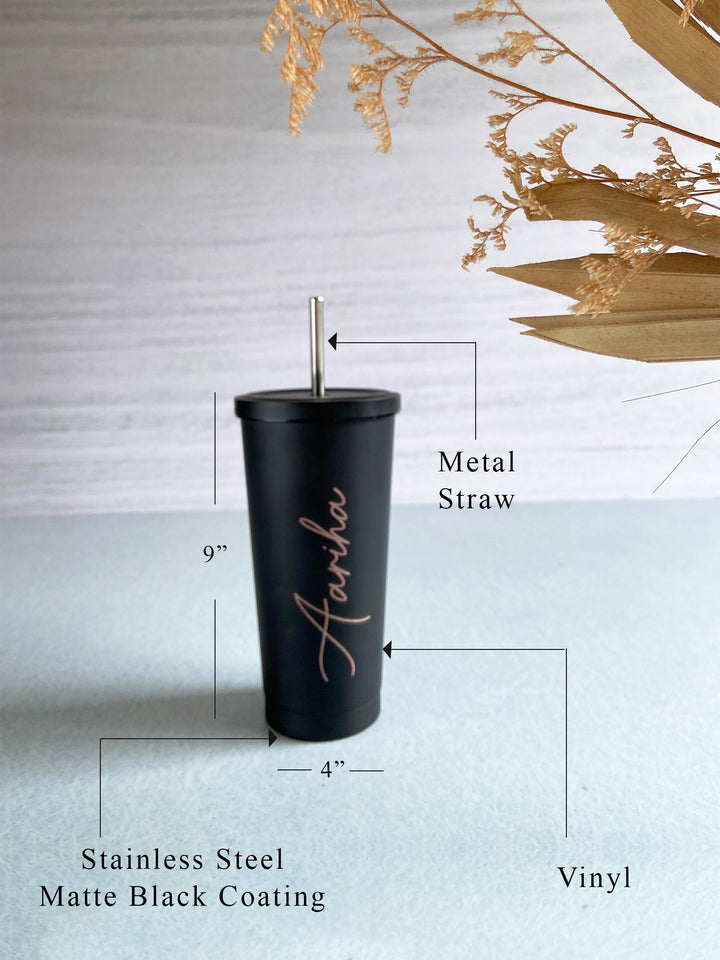 Matte Black Sipper With Straw